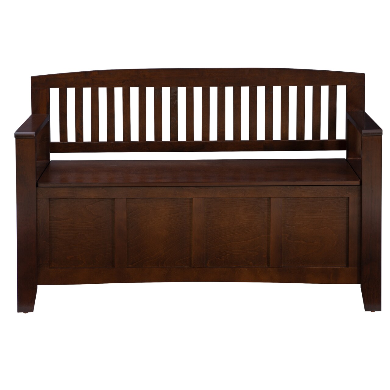 Contemporary Home Living Slatted Back Storage Bench - 50" - Walnut Brown